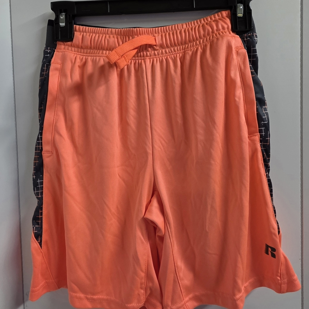 Russell Boys Orange Athletic Basketball Shorts With Elastic Waist Large 10/12